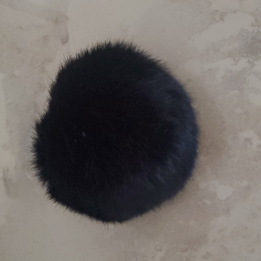 Authentic Black Rabbit Fur Ball nwot